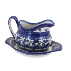 Blue Rose Polish Pottery 128-129 Vena Gravy Boat & Plate -Target KitchenAid GUEST 40af21c3 9e1c 4532 bf2f c8e73ff86463