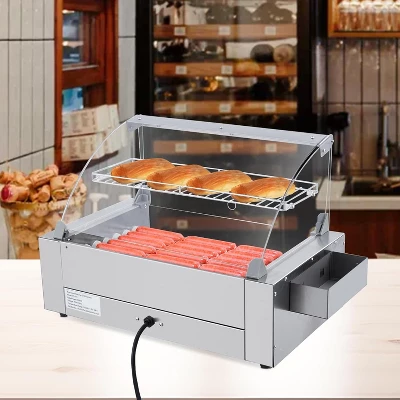 Hot Dog Roller, 24 Capacity 9-Roller Sausage Grill - 1350W Stainless Steel Machine With Cover For Commercial & Parties 6 Hot Dog Roller, 24 Capacity 9-Roller Sausage Grill - 1350W Stainless Steel Machine With Cover For Commercial & Parties - Image 4