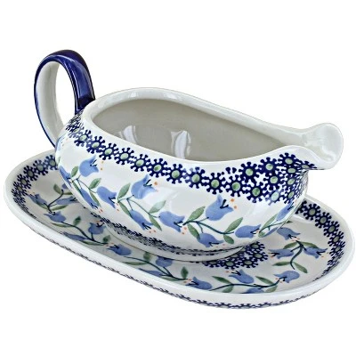 Blue Rose Polish Pottery S119 Manufaktura Gravy Boat & Plate 18 Blue Rose Polish Pottery S119 Manufaktura Gravy Boat & Plate - Image 16