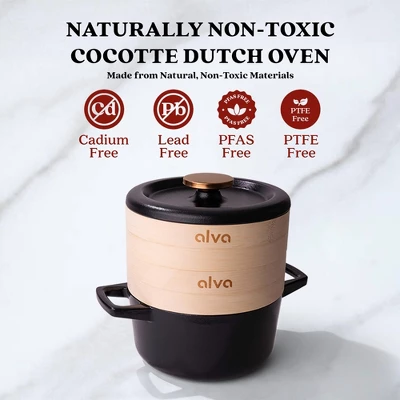 Alva Nori Enameled Cast Iron Dutch Oven Cocottes W/ Lid & Steamer Basket 80 Oz. 5 Alva Nori Enameled Cast Iron Dutch Oven Cocottes W/ Lid & Steamer Basket 80 Oz. - Image 3