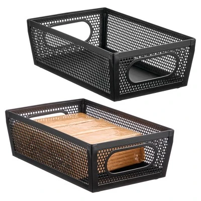 Perforated Metal Storage Bin With Handles 4 Perforated Metal Storage Bin With Handles - Image 2