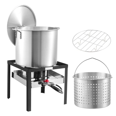VEVOR 60 Qt Seafood Boiling Kit With Strainer, Outdoor Seafood Boil Pot And Basket, Cooking Set For Crab Crawfish Lobster Boiling, Silver 10 VEVOR 60 Qt Seafood Boiling Kit With Strainer, Outdoor Seafood Boil Pot And Basket, Cooking Set For Crab Crawfish Lobster Boiling, Silver - Image 8
