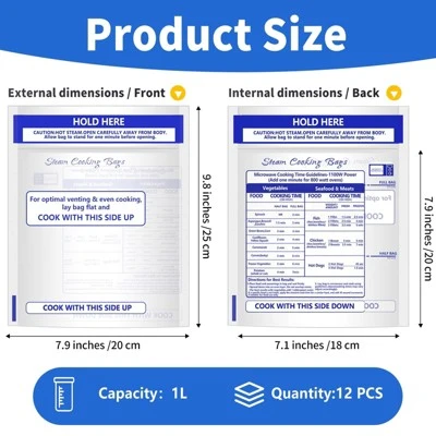 Itopfox 12 Pcs Reusable Microwave Steamer Cooking Bags For Vegetables Potatoes Meat, Perfect For Healthy Steam Cooking, Preserves Nutrients 3 Itopfox 12 Pcs Reusable Microwave Steamer Cooking Bags For Vegetables Potatoes Meat, Perfect For Healthy Steam Cooking, Preserves Nutrients