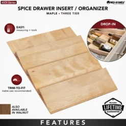 Rev-A-Shelf 4SDI 3-Tier Trim-to-Fit Wooden Spice Drawer Storage Organizer Cabinet Insert, Natural Maple -Target KitchenAid GUEST 42e5b40b 2ec1 481f b01f 257377a3db31