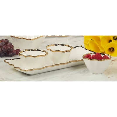 Certified International 4pc Regency Tray And Condiment Bowls Gold 3 Certified International 4pc Regency Tray And Condiment Bowls Gold