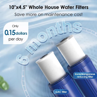 Waterdrop Whole House Water Filter System, Reduce Iron & Manganese, With Carbon And Sediment Filters, 5-Stage Filtration, 1" Inlet/Outlet 7 Waterdrop Whole House Water Filter System, Reduce Iron & Manganese, With Carbon And Sediment Filters, 5-Stage Filtration, 1" Inlet/Outlet - Image 5