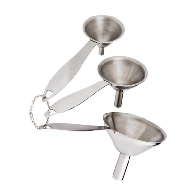HIC Silver Stainless Steel Funnels With Handle 3 HIC Silver Stainless Steel Funnels With Handle
