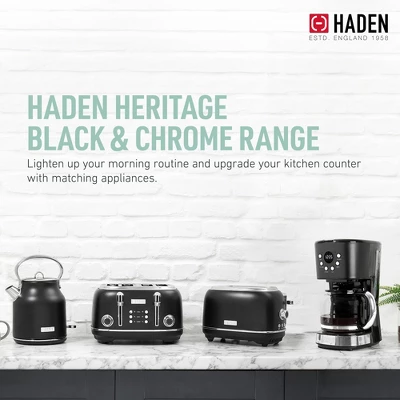 Haden Heritage Coffee Machine, 12 Cup Drip Coffee Maker Bundled With Heritage 1.7 Liter Stainless Steel Electric Kettle, Black & Chrome 7 Haden Heritage Coffee Machine, 12 Cup Drip Coffee Maker Bundled With Heritage 1.7 Liter Stainless Steel Electric Kettle, Black & Chrome - Image 5