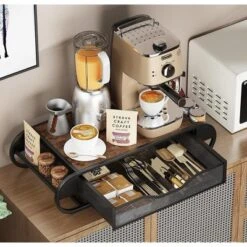1 Set Of Iron Wood Coffee Capsule Storage Rack Office Storage Rack Drawer Type Capsule Storage Box
