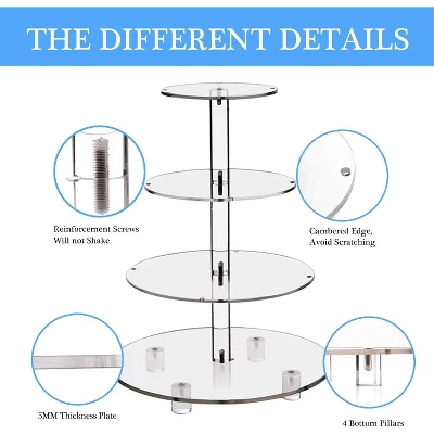 Four-Tier Acrylic Cupcake Stand, Large Cupcake Tray + LED String Lights Top Choice For Wedding & Birthday Party Decorations 6 Four-Tier Acrylic Cupcake Stand, Large Cupcake Tray + LED String Lights Top Choice For Wedding & Birthday Party Decorations - Image 4