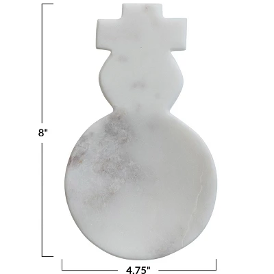Storied Home Marble Snowman Shaped Spoon Rest, White 3 Storied Home Marble Snowman Shaped Spoon Rest, White