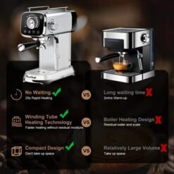 ELJGET Espresso Coffee Maker, 20 Bar Pump Cappuccino Latte Maker With ESE POD Filter & Milk Frother Steam Wand, Silver -Target KitchenAid GUEST 450cdc53 a184 4cf8 b104 ccef47954fb7