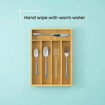 JoyJolt 5 Slot Bamboo Flatware Organizer 7 JoyJolt 5 Slot Bamboo Flatware Organizer - Image 5