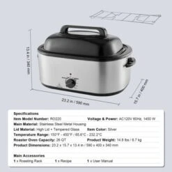 VEVOR Electric Roaster Oven, 26 QT Turkey Roaster Oven With Self-Basting Lid,1450W Roaster Oven With Defrost & Warm Function, Adjustable Temperature 16 VEVOR Electric Roaster Oven, 26 QT Turkey Roaster Oven With Self-Basting Lid,1450W Roaster Oven With Defrost & Warm Function, Adjustable Temperature -Target KitchenAid GUEST 45d69b77 a754 4e9c 8d38 55cb9d169df5