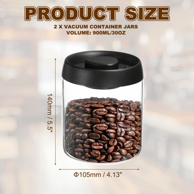 Unique Bargains Glass Airtight Vacuum Seal Coffee Bean Container 30oz 3 Unique Bargains Glass Airtight Vacuum Seal Coffee Bean Container 30oz