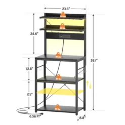 Aheaplus Kitchen Storage Rack With Power Outlet, Coffee Bar Station With LED Lights, Bakers Rack With 6 S-Shaped Hooks -Target KitchenAid GUEST 46596adc a795 4ab7 ac00 e4c672190a51