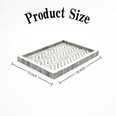 SEVOBAL Serving Platters Striped Wooden Large Rustic, Mango Wood Platters For Cakes, Appetizers, Desserts And Other Food, Gray, 16"*12"*1.5" 4 SEVOBAL Serving Platters Striped Wooden Large Rustic, Mango Wood Platters For Cakes, Appetizers, Desserts And Other Food, Gray, 16"*12"*1.5" - Image 2