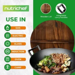 NutriChef 5.8-Quart Pre-Seasoned Cast Iron Wok With Wooden Lid NCCIWOK60 - Black 10 NutriChef 5.8-Quart Pre-Seasoned Cast Iron Wok With Wooden Lid NCCIWOK60 - Black -Target KitchenAid GUEST 4664bd5a 9763 47f7 950f 86022a6804bb