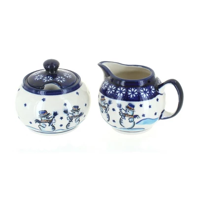 Blue Rose Polish Pottery 694-711 Zaklady Cream & Sugar Set 11 Blue Rose Polish Pottery 694-711 Zaklady Cream & Sugar Set - Image 9