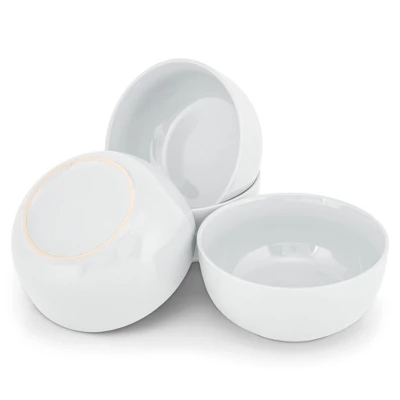 Elanze Designs Bistro Glossy Ceramic 6.5 Inch Soup Bowls Set Of 4, White 5 Elanze Designs Bistro Glossy Ceramic 6.5 Inch Soup Bowls Set Of 4, White - Image 3
