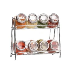 9-Piece Glass Spice Jar Set With 2-Tier Chrome Rack – 8 Glass Jars With Chrome Covers, Space-Saving Storage -Target KitchenAid GUEST 46e15731 0e3f 48e3 8f75 b1975d21d7f2