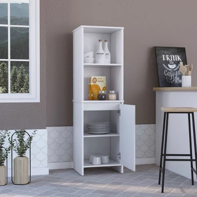 GlasFlength Kitchen Storage Kitchen Pantry Cabinet Tall Cabinet Freestanding Storage Cupboard For Dining Room, White, 15.74"*17.71"*59.29" 4 GlasFlength Kitchen Storage Kitchen Pantry Cabinet Tall Cabinet Freestanding Storage Cupboard For Dining Room, White, 15.74"*17.71"*59.29" - Image 2