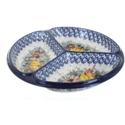 Blue Rose Polish Pottery 484 Ceramika Artystyczna Three Part Divided Dish -Target KitchenAid GUEST 47734994 134b 492f b1a7 fac5ee220602