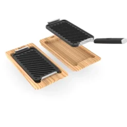Yukon Glory Wooden Trays & Cast Iron Pan Set