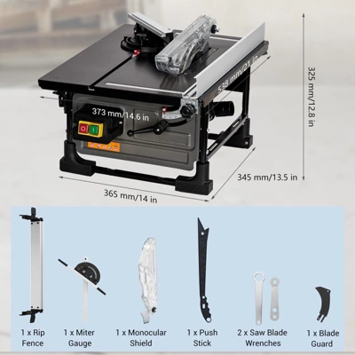 Portable Table Saw 8-inch For Jobsite - 6.7-Amp Copper Motor, 3576RPM, 24T Blade, Compact With Sliding Miter Gauge For DIY Woodworking 6 Portable Table Saw 8-inch For Jobsite - 6.7-Amp Copper Motor, 3576RPM, 24T Blade, Compact With Sliding Miter Gauge For DIY Woodworking - Image 4