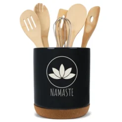 Elanze Designs Yoga Zen Calming Calm Namaste Relaxed Ceramic Cork Bottom Black Large Capacity Utensil Holder Crock For Countertop Storage, Stylish & -Target KitchenAid GUEST 47b6a5f4 83eb 4bf4 bbff 6088063844ef