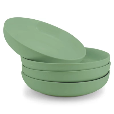 Elanze Designs Bistro Glossy Ceramic 8.5 Inch Dinner Bowls Set Of 4, Sage Green 7 Elanze Designs Bistro Glossy Ceramic 8.5 Inch Dinner Bowls Set Of 4, Sage Green - Image 5