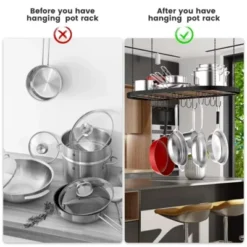 DOMETOUR Hanging Pot Rack Ceiling Mount Cookware Organizer With 12pcs Hooks Pots And Pans Storage 33' Oval Pan Hangers For Kitchen, Black -Target KitchenAid GUEST 48053ec9 0b7b 47df a66a b937875b65e4