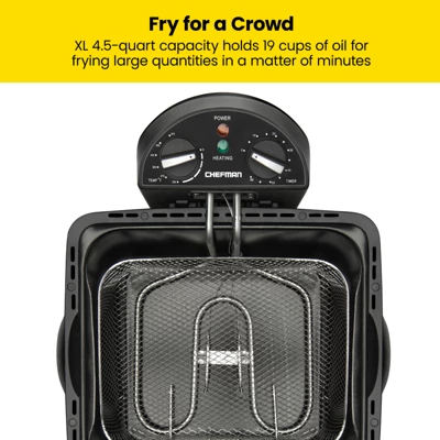 Chefman 4.5L Deep Fryer, XL Capacity, Adjustable Temperature & Timer - Stainless Steel 4 Chefman 4.5L Deep Fryer, XL Capacity, Adjustable Temperature & Timer - Stainless Steel - Image 2