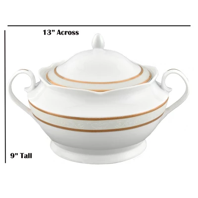 Lorren Home Trends Porcelain 4.25 Qt. Souptureen W/Lid Amelia 3 Lorren Home Trends Porcelain 4.25 Qt. Souptureen W/Lid Amelia