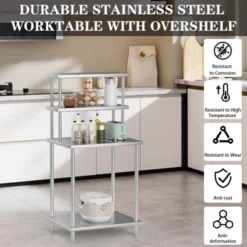 Kitchen Prep Shelf, Stainless Steel Work Table With Overshelves, Commercial Heavy Duty Table With Adjustable Undershelf For Home Restaurant Warehouse -Target KitchenAid GUEST 49a31f91 b2ad 4be5 88b1 a02e0143a9c8