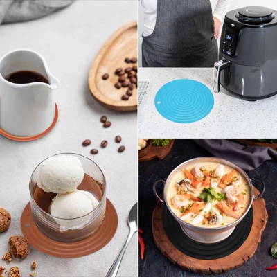 Unique Bargains Round Heat Resistant Silicone Trivet Mat With Hang Hole 2 Pcs 5 Unique Bargains Round Heat Resistant Silicone Trivet Mat With Hang Hole 2 Pcs - Image 3