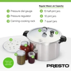 Presto Pressure Canner, Aluminum Boiling Water Canner With Rack, Gauge, And Induction Capability For Kitchen, Silver 10 Presto Pressure Canner, Aluminum Boiling Water Canner With Rack, Gauge, And Induction Capability For Kitchen, Silver -Target KitchenAid GUEST 49f0b5ce df53 4e2e af0c 6dc76973934c