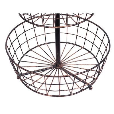 BirdRock Home Metal 2-Tier Wire Fruit Basket - Oil Rubbed Bronze 5 BirdRock Home Metal 2-Tier Wire Fruit Basket - Oil Rubbed Bronze - Image 3