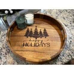 Round 15" Acacia Tray With Engraving