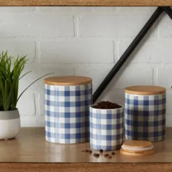 Design Imports Blue & White Buffalo Check Ceramic Canister Set/3 -Target KitchenAid GUEST 4b5031a5 cafb 4005 bb57 c367fad084f6