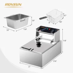 ROVSUN 11.4QT /23.8QT Electric Deep Fryer W/Basket & Lid 2500W/5000W, Countertop Frying Machine, Temperature Adjustable Stainless Steel French Fryer -Target KitchenAid GUEST 4b5cc8ca 63fc 469b 984f eb342c447fdf