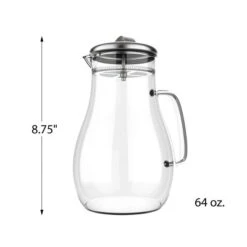 Glass Pitcher-64oz. Carafe With Stainless Steel Filter Lid- Heat Resistant To 300F-For Water, Coffee, Tea, Punch, Lemonade And More By Classic Cuisine -Target KitchenAid GUEST 4b6ef98f 17d3 4ed7 9951 3c9bdb189adf