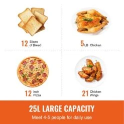 VEVOR 12-IN-1 Air Fryer Toaster Oven, 25L Convection Oven, 1700W Stainless Steel Toaster Ovens Countertop Combo With Grill, Pizza Pan, Gloves -Target KitchenAid GUEST 4bae5597 3880 4660 8995 c25667140c6a