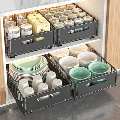 Pull Out Cabinet Organizer Expandable Kitchen Drawers Heavy Duty Slide Out Storage Basket With Adhesive Film Under Sink Cabinet Storage For Bathroom 4 Pull Out Cabinet Organizer Expandable Kitchen Drawers Heavy Duty Slide Out Storage Basket With Adhesive Film Under Sink Cabinet Storage For Bathroom - Image 2