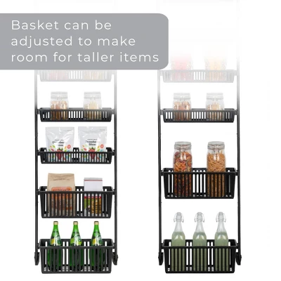 Smart Design 8-Tier Over The Door Hanging Pantry Organizer With 6 Full Baskets And 2 Deep Baskets Black: Steel Kitchen Storage, 77" Height 7 Smart Design 8-Tier Over The Door Hanging Pantry Organizer With 6 Full Baskets And 2 Deep Baskets Black: Steel Kitchen Storage, 77" Height - Image 5