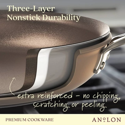 Anolon Ascend 10pc Nonstick Hard Anodized Cookware Set Bronze: Lifetime Warranty, Dishwasher-Safe, Gas & Electric Compatible 6 Anolon Ascend 10pc Nonstick Hard Anodized Cookware Set Bronze: Lifetime Warranty, Dishwasher-Safe, Gas & Electric Compatible - Image 4
