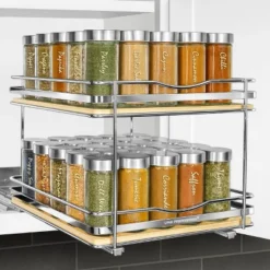 Lynk Professional Slide Out Vertical 10.25" Double Metal/Wood Spice Rack Silver: Kitchen Organizer, Cupboard Mount -Target KitchenAid GUEST 4dbb1b33 fae6 49fb b8bf c37a821d921a