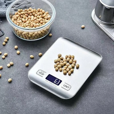 Digital Food Scale – 11 LB Capacity, Tare Function, Stainless Steel, LCD Display, 2 AAA Batteries Included, Ideal For Cooking, Baking, And Kitchen Use 7 Digital Food Scale – 11 LB Capacity, Tare Function, Stainless Steel, LCD Display, 2 AAA Batteries Included, Ideal For Cooking, Baking, And Kitchen Use - Image 5
