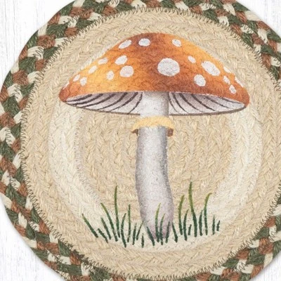Earth Rugs Light Mushroom Printed Round Jute Trivet With Nature-Inspired Design, 10 Inch Diameter 4 Earth Rugs Light Mushroom Printed Round Jute Trivet With Nature-Inspired Design, 10 Inch Diameter - Image 2