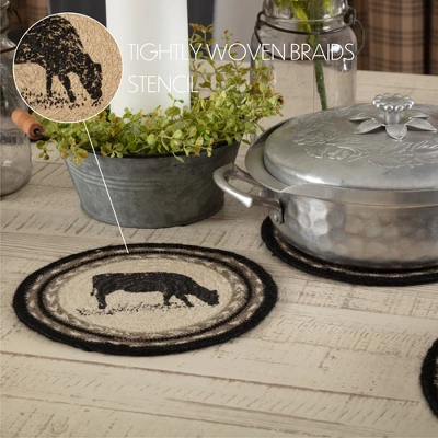 Sawyer Mill Charcoal Cow Jute Trivet 8 4 Sawyer Mill Charcoal Cow Jute Trivet 8 - Image 2